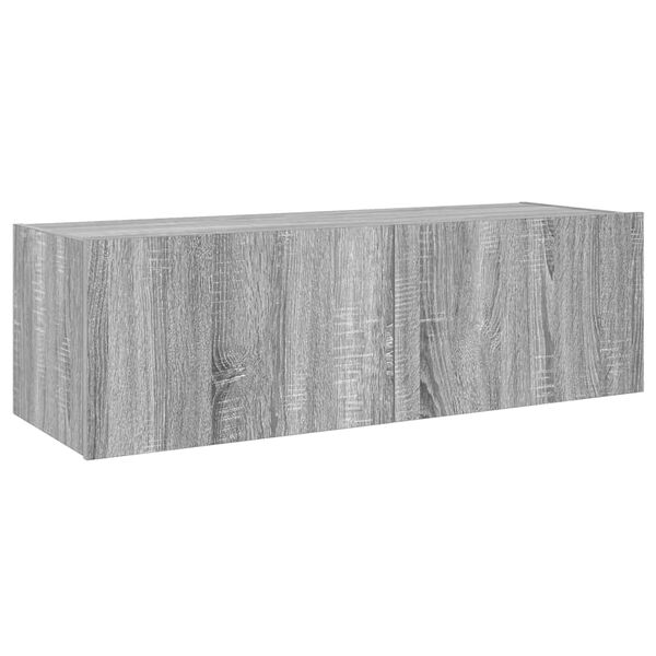 vidaXL Ścienna szafka TV z LED, szary dąb sonoma, 100x35x31 cm