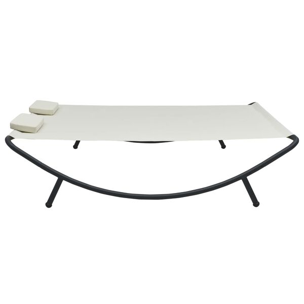 vidaXL Leżanka ogrodowa, tkanina, kremowa