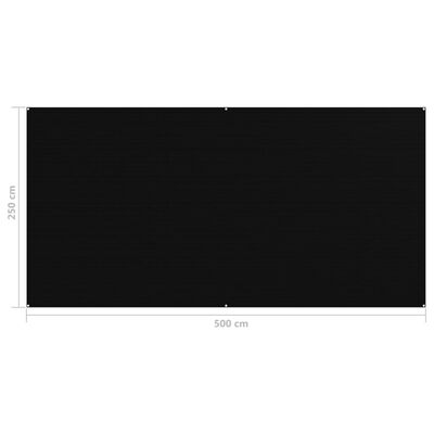 vidaXL Wykładzina do namiotu, 250 x 500 cm, czarna