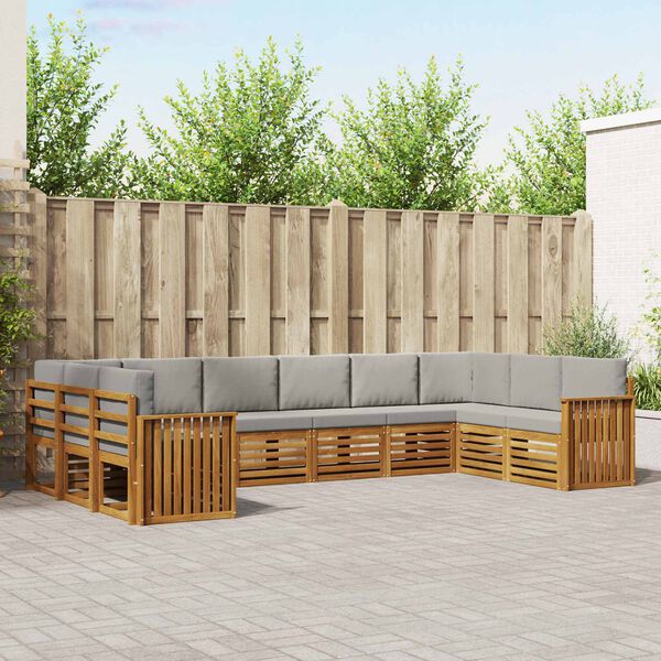 vidaXL Zestaw sofy narożnej z poduszką 10 pcs Naturalny i Jasny Szary