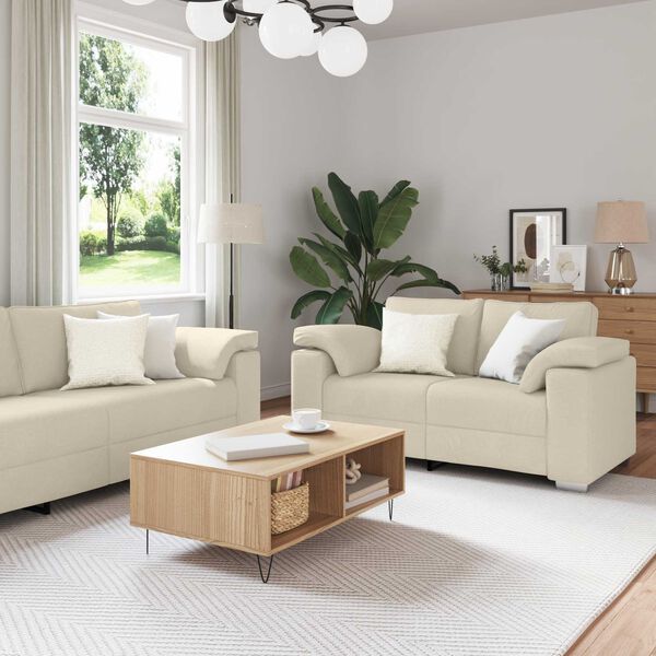 vidaXL Sofa 2 pcs Beżowy 219 x 80 x 82 cm Tkanina lniana