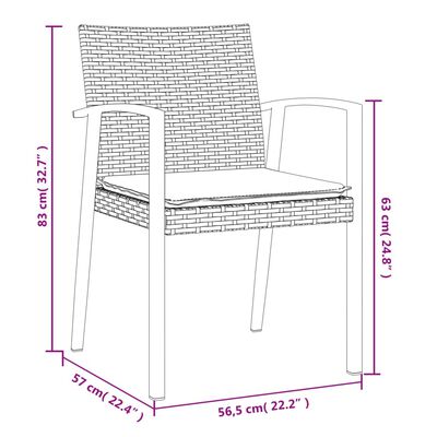 vidaXL Krzesła ogrodowe z poduszkami, 2 szt., czarne, 56,5x57x83 cm