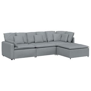 vidaXL Sofa modułowa z podn&oacute;żkiem i poduszkami Tkanina jasnoszara