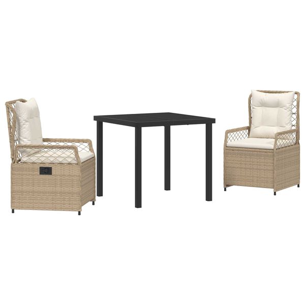 vidaXL Zestaw do jadalni w ogrodzie 3 pcs Beżowy i kremowy polirattan
