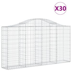 vidaXL Kosze gabionowe, 30 szt, 200x30x100/120cm, galwanizowane żelazo