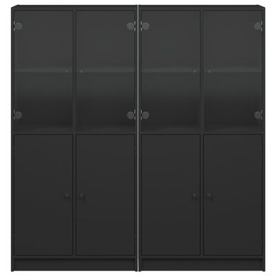 vidaXL Biblioteczka z drzwiczkami, czarna, 136x37x142 cm