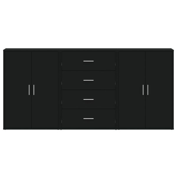 vidaXL Szafki, 3 szt., czarne, 60x31x84 cm, materiał drewnopochodny