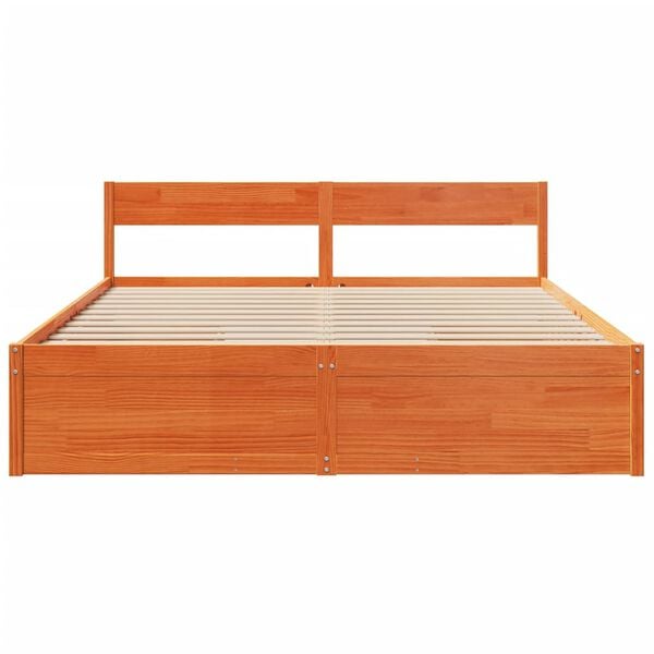 vidaXL Ł&oacute;żko bez materaca, woskowy brąz, 200x200 cm, drewno sosnowe