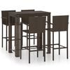 vidaXL 5-cz. zestaw mebli barowych z podłokietnikami, rattan PE, brąz