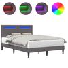 vidaXL Ramka ł&oacute;żka z paskami LED Szary 160 x 200 cm Ekosk&oacute;ra