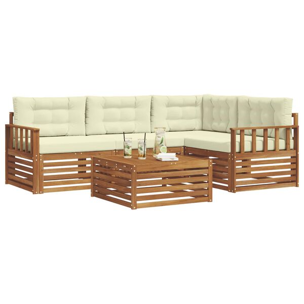 vidaXL Zestaw sof na zewnątrz z poduszką 5 pcs Naturalny i Kremowy