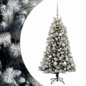 vidaXL Sztuczna choinka na zawiasach z bombkami 120 cm 150 LED