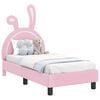 vidaXL Stelaż ł&oacute;żka dla malucha z oparciem r&oacute;żowy 70 x 140 cm PU