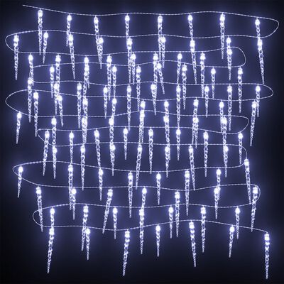 vidaXL Lampki świąteczne w kształcie sopli, 200 LED, zimna biel, 20 m
