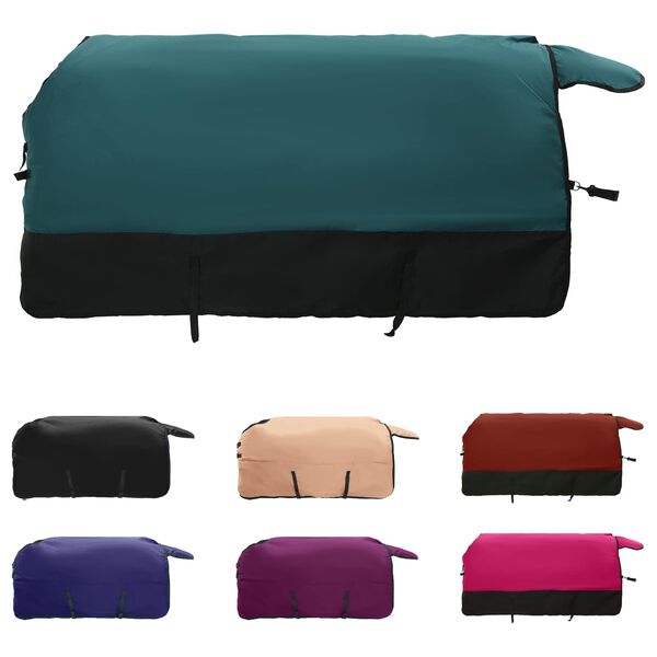 vidaXL Koc dla Koni Ciemna Zieleń i Czerń 115 cm Poliester