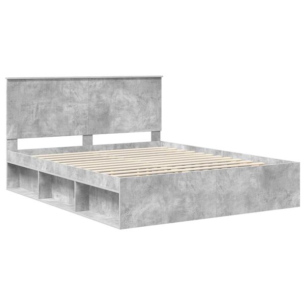 vidaXL Ramka ł&oacute;żka Betonowy 160 x 200 cm Lite drewno sosnowe