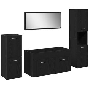 vidaXL Zestaw mebli łazienkowych Montowane na ścianie 4 pcs Czarny Dąb