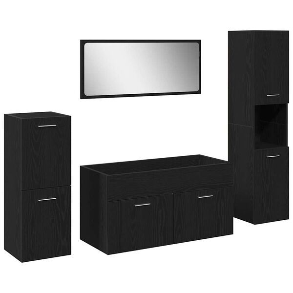 vidaXL Zestaw mebli łazienkowych Montowane na ścianie 4 pcs Czarny Dąb