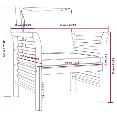vidaXL Fotele z kremowymi poduszkami, 2 szt., lite drewno akacjowe