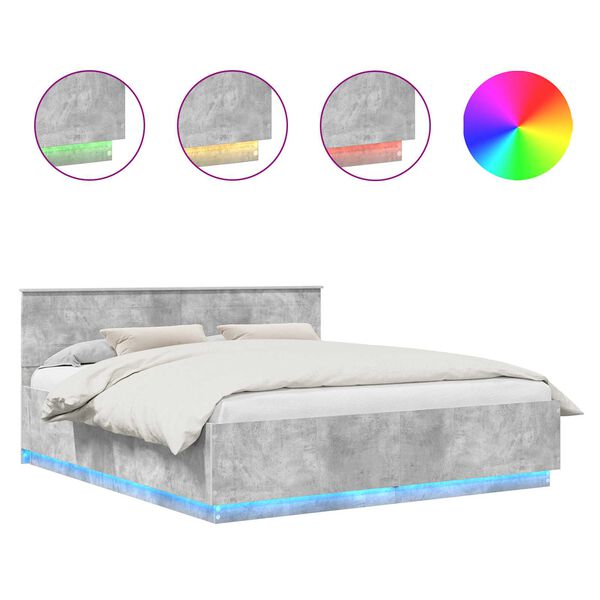 vidaXL Ramka ł&oacute;żka Betonowy szary 200 x 200 cm Materiał drewnopochodny