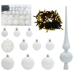 vidaXL Zestaw Bombek Choinkowych 61 szt. 150 LED Ciepła biel &Oslash; 6 cm