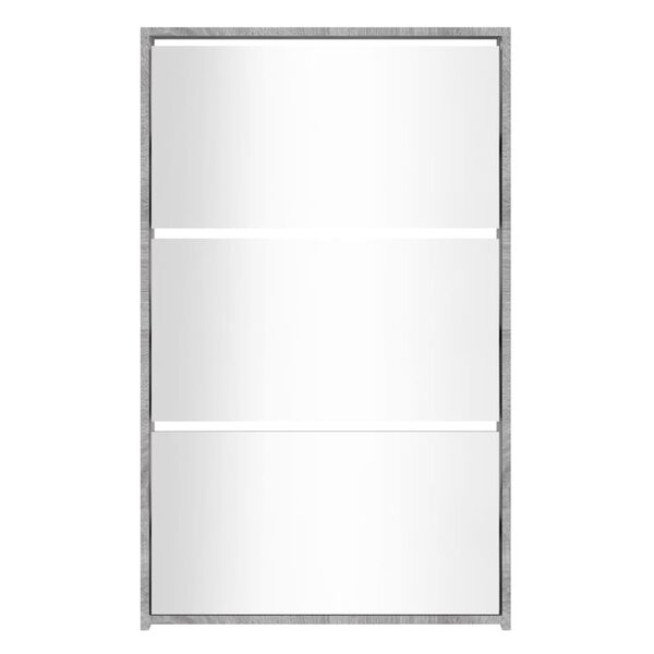 vidaXL Szafka na buty, lustro i 3 szuflady, szary dąb, 63x17x102,5 cm