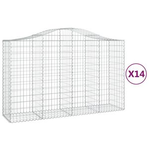 vidaXL Kosze gabionowe, 14 szt, 200x50x120/140cm, galwanizowane żelazo
