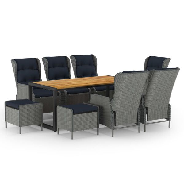 vidaXL 9-częściowy zestaw mebli ogrodowych, jasnoszary