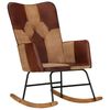 vidaXL Fotel bujany, brązowy, skóra naturalna i płótno
