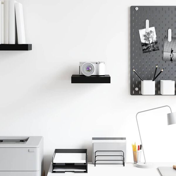 vidaXL P&oacute;łka ścienna, czarna, wysoki połysk, 23x23,5x3,8 cm, MDF