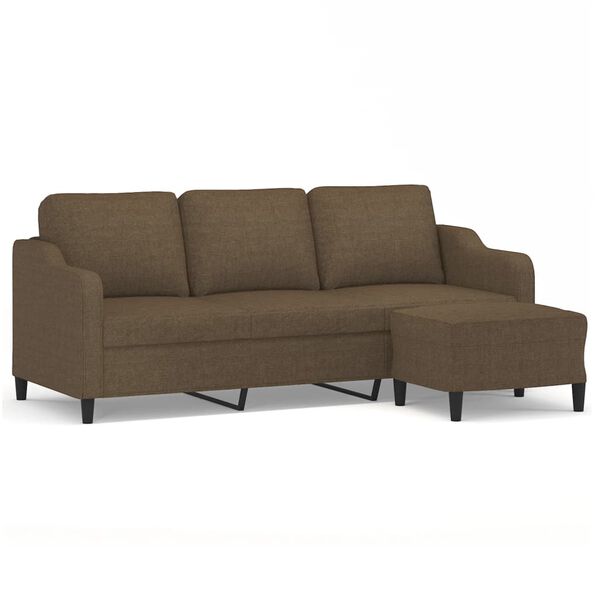vidaXL 3-osobowa sofa z podn&oacute;żkiem, brązowy, 180 cm, tkaniną