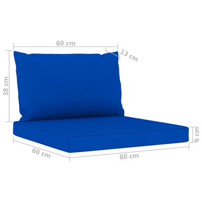 vidaXL 3-os. sofa ogrodowa z niebieskimi poduszkami