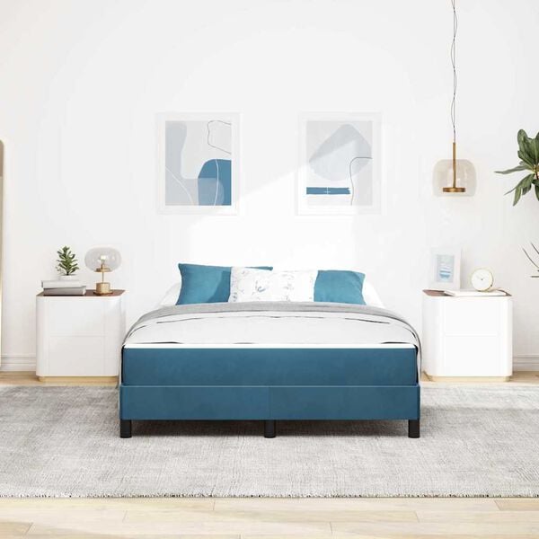 vidaXL Ł&oacute;żko sprężynowe Ciemnoniebieski 140 x 190 cm tkanina