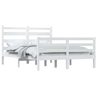 vidaXL Rama łóżka, lite drewno sosnowe, 140 x 200 cm, biała