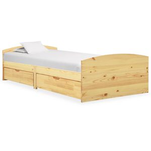vidaXL Rama ł&oacute;żka z 2 szufladami, lite drewno sosnowe, 90 x 200 cm