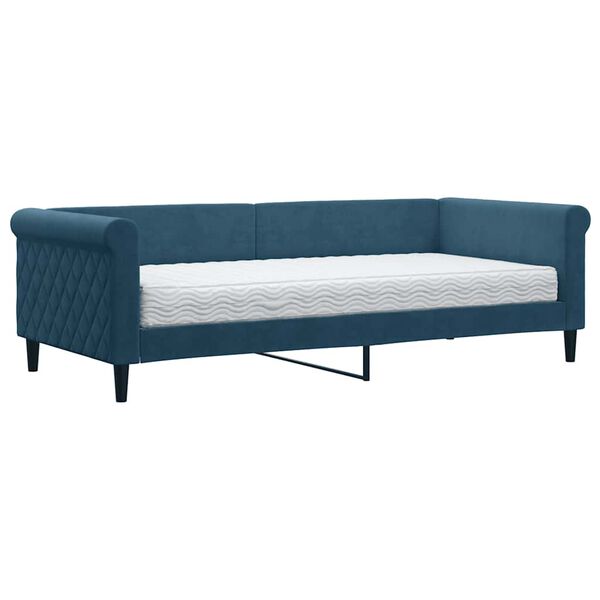 vidaXL Sofa z materacem do spania, niebieska, 90x200 cm, aksamit