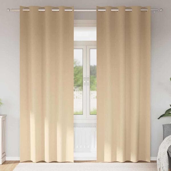 vidaXL Firany blackout z k&oacute;łkami 2 pcs Kremowy 260 x 140 cm Poliester