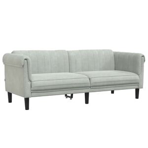 vidaXL Sofa 3-osobowa, jasnoszara, tapicerowana aksamitem