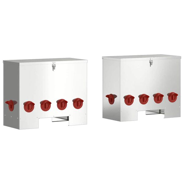 vidaXL Karmnik dla kur 2 pcs Srebrny 60,5 x 29 x 51 cm