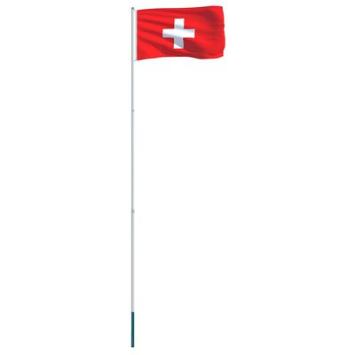 vidaXL Flaga Szwajcarii z aluminiowym masztem, 4 m