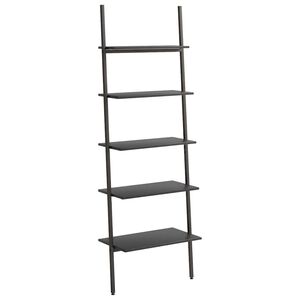 vidaXL Regał drabina z 5 p&oacute;łkami, czarny, 64x34x185,5 cm