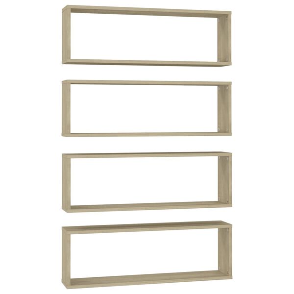 vidaXL P&oacute;łki ścienne kostki, 4 szt., dąb sonoma, 80x15x26,5 cm