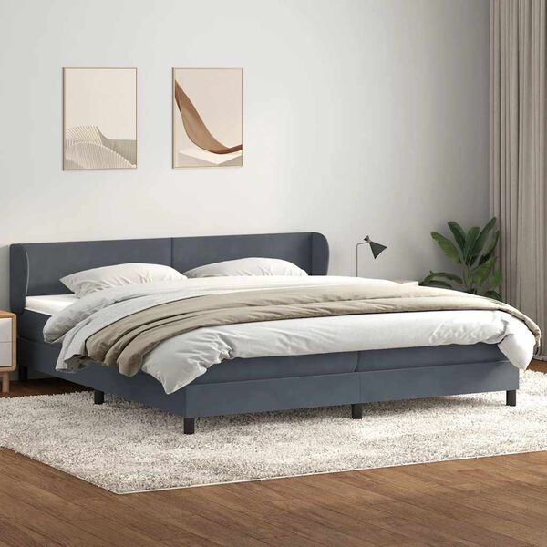 vidaXL Ł&oacute;żko typu Box Spring z materacami Ciemnoszary 180x220 cm
