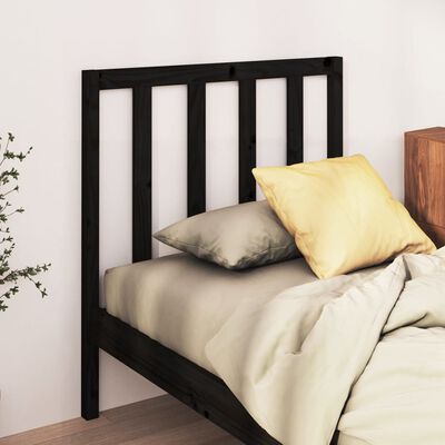 vidaXL Wezgłowie łóżka, czarne, 106x4x100 cm, lite drewno sosnowe