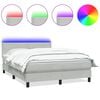 vidaXL Ł&oacute;żko kontynentalne z materacem i LED, jasnoszare, 140x220cm, aksamit