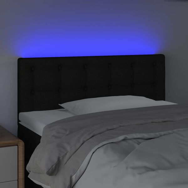 vidaXL Zagł&oacute;wek do ł&oacute;żka z LED, czarny, 90x5x78/88 cm, tkanina
