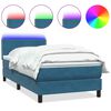 vidaXL Ł&oacute;żko kontynentalne z materacem i LED, ciemnoniebieskie, 100x220 cm
