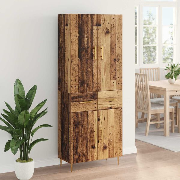 vidaXL Highboard Montowane na ścianie Stare drewno 69,5 x 34 x 180 cm