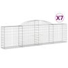 vidaXL Kosze gabionowe, 7 szt., 300x30x80/100 cm, galwanizowane żelazo