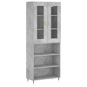 vidaXL Witrynka, szarość betonu 69,5x34x180 cm materiał drewnopochodny